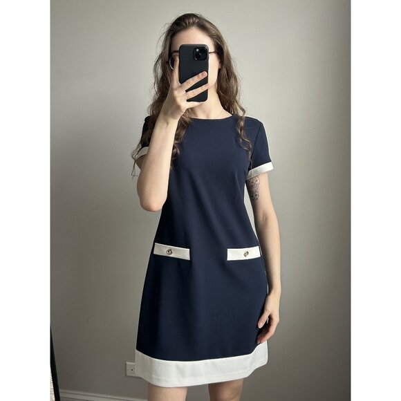 Tommy Hilfiger Navy Dress Size 6 – Classic Sleeveless Fit Flattering Chic Everyd - Picture 4 of 7